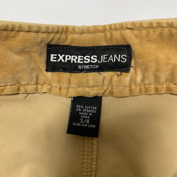 EXPRESS Stretch Tan Velvet Flare Pants Size 3/4 - Picture 3 of 8